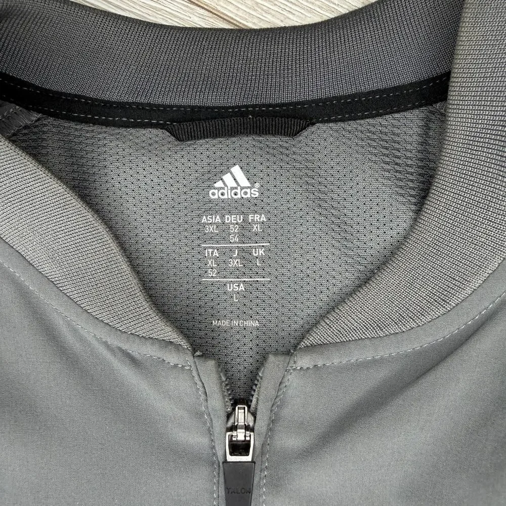 Adidas Mens Short Sleeve Quarter Zip Windshirt Pullover Jacket Grey L